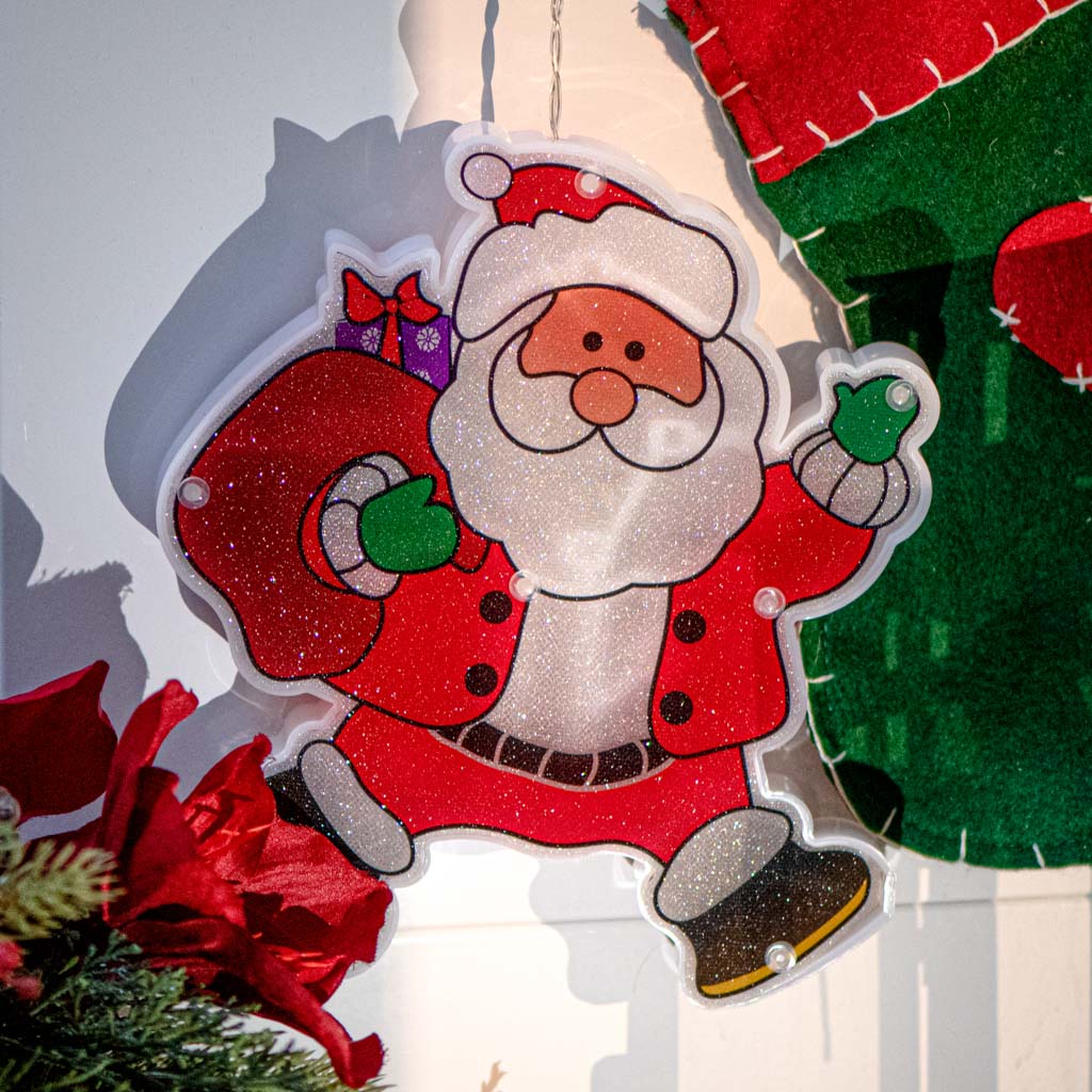 Led Lights Hanging Ornament Christmas Decoration Santa With Gifts