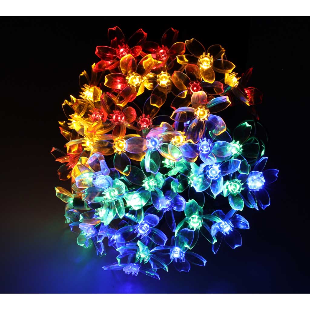 Napelemes Kerti Fények Virágok 7m 50led Multicolor