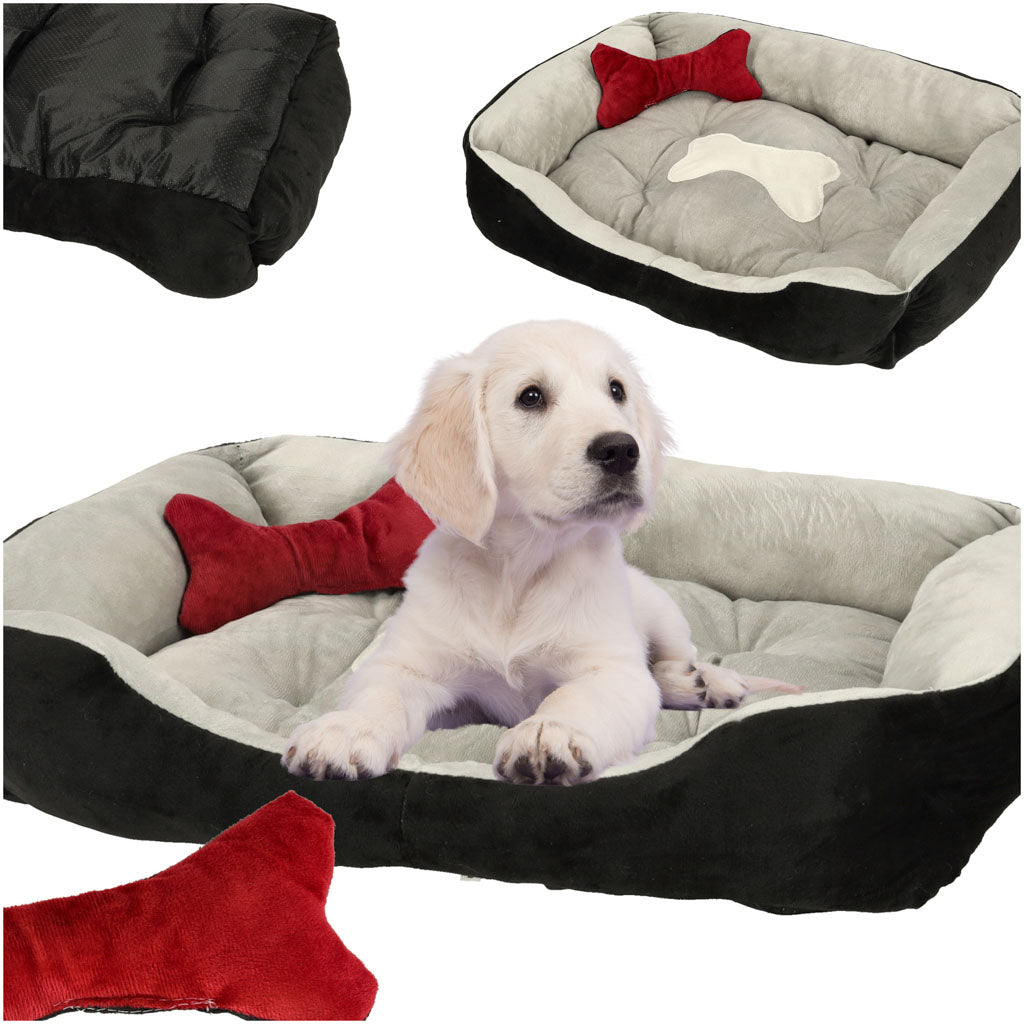 Dog Bed 60x45x15cm White And Black