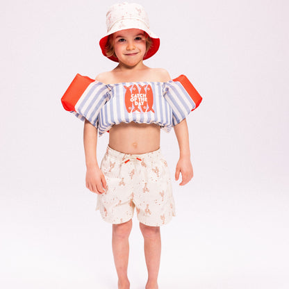 Бански шорти Swim Essentials - бежово/червено - Little Lobster