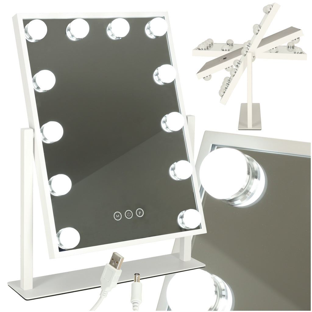 Lusterko do makijażu LED z żarówkami 30x40cm USB