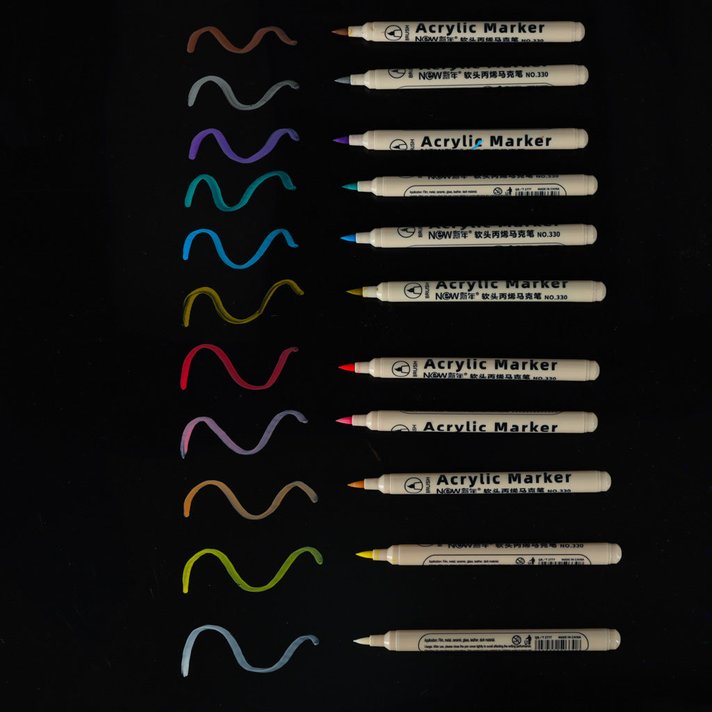 Acrylic Markers For Fabric Stones Markers Markers Waterproof Markers Diy 12 Pcs.