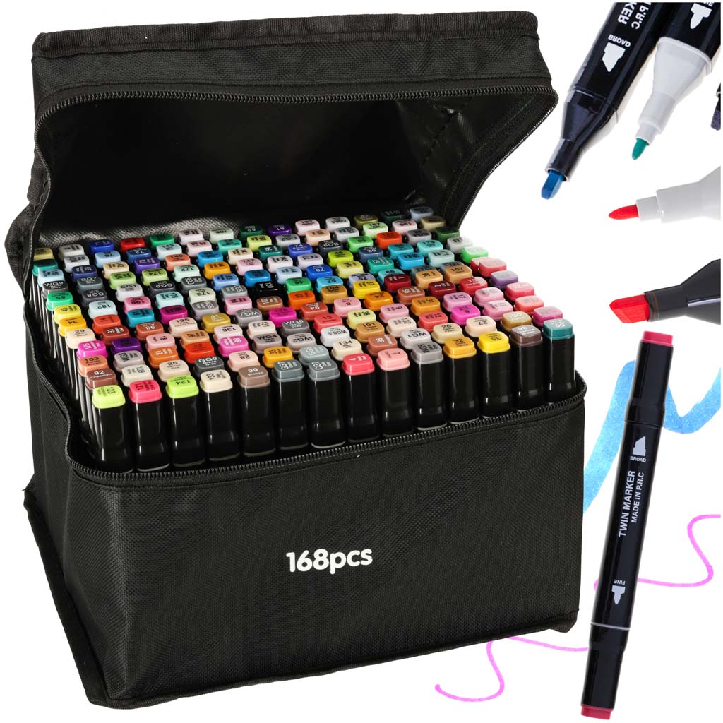 Double-sided Alcohol Markers In Case 168 + Stand