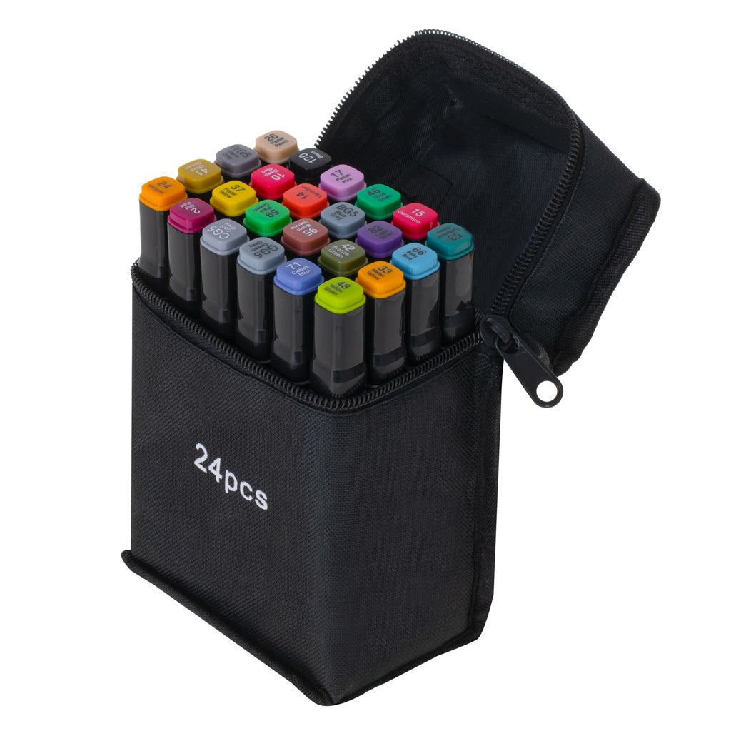 Double-sided Alcohol Markers In Case 24 + Stand