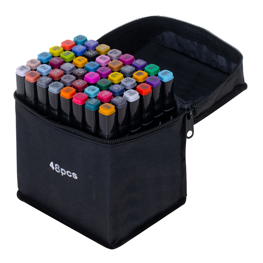 Double-sided Alcohol Markers In Case 48 + Stand