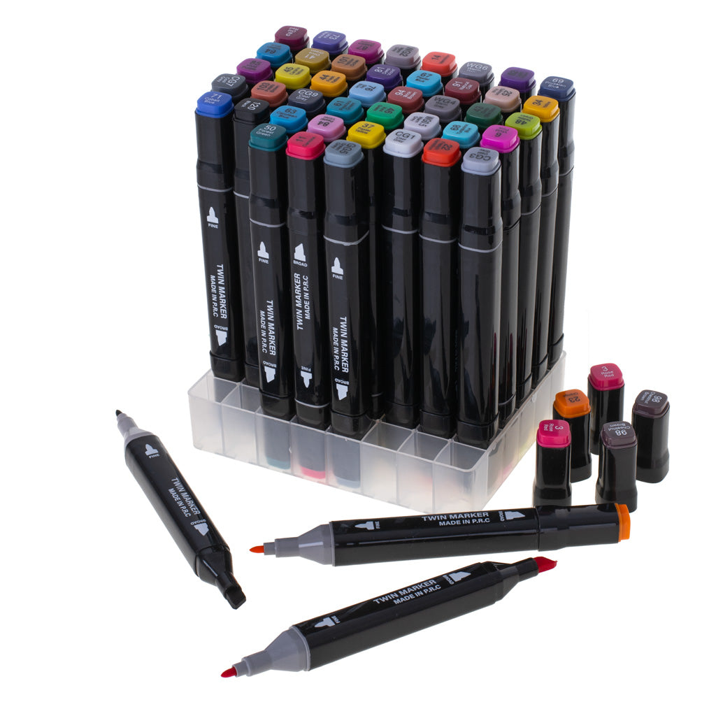Double-sided Alcohol Markers In Case 48 + Stand