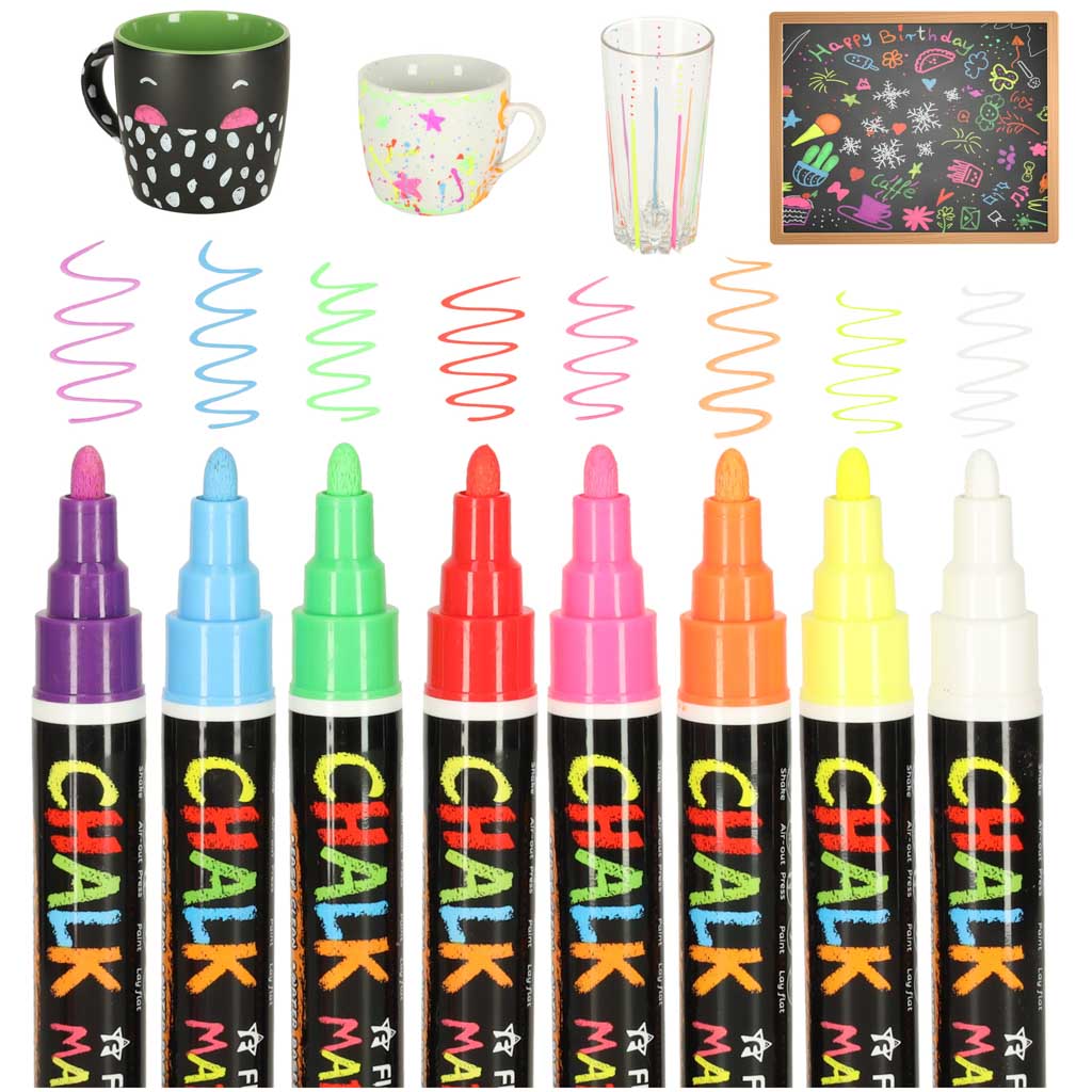 Chalk Marker Pens For Glass Boards Posters Price Tags Washable 8pcs