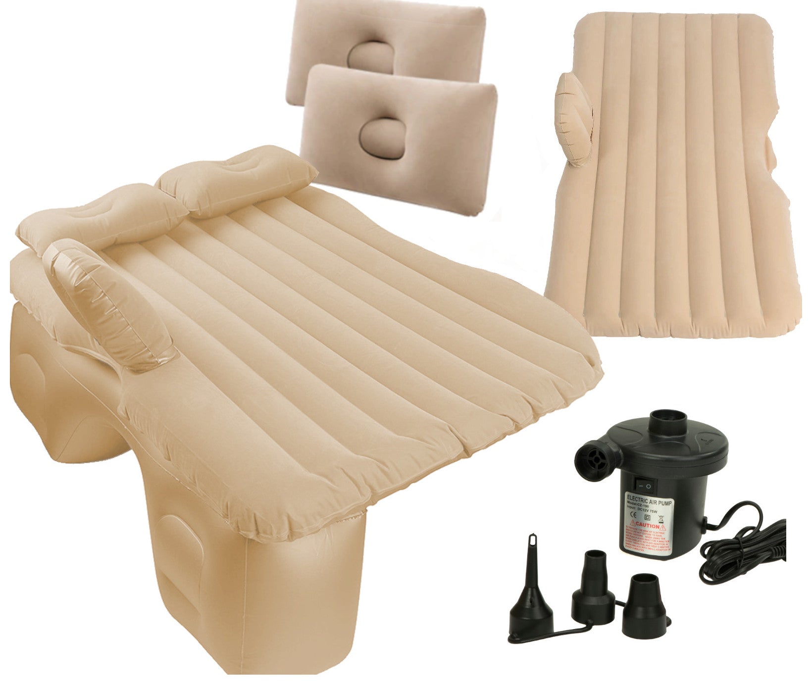 Car Bed Mattress Car Inflatable + Pump Beige