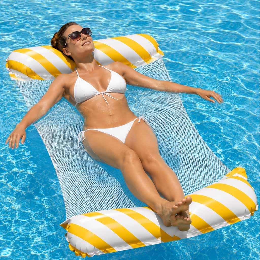 Inflatable Mattress Beach Hammock Water Lounger Chair Swimming Pool Yellow