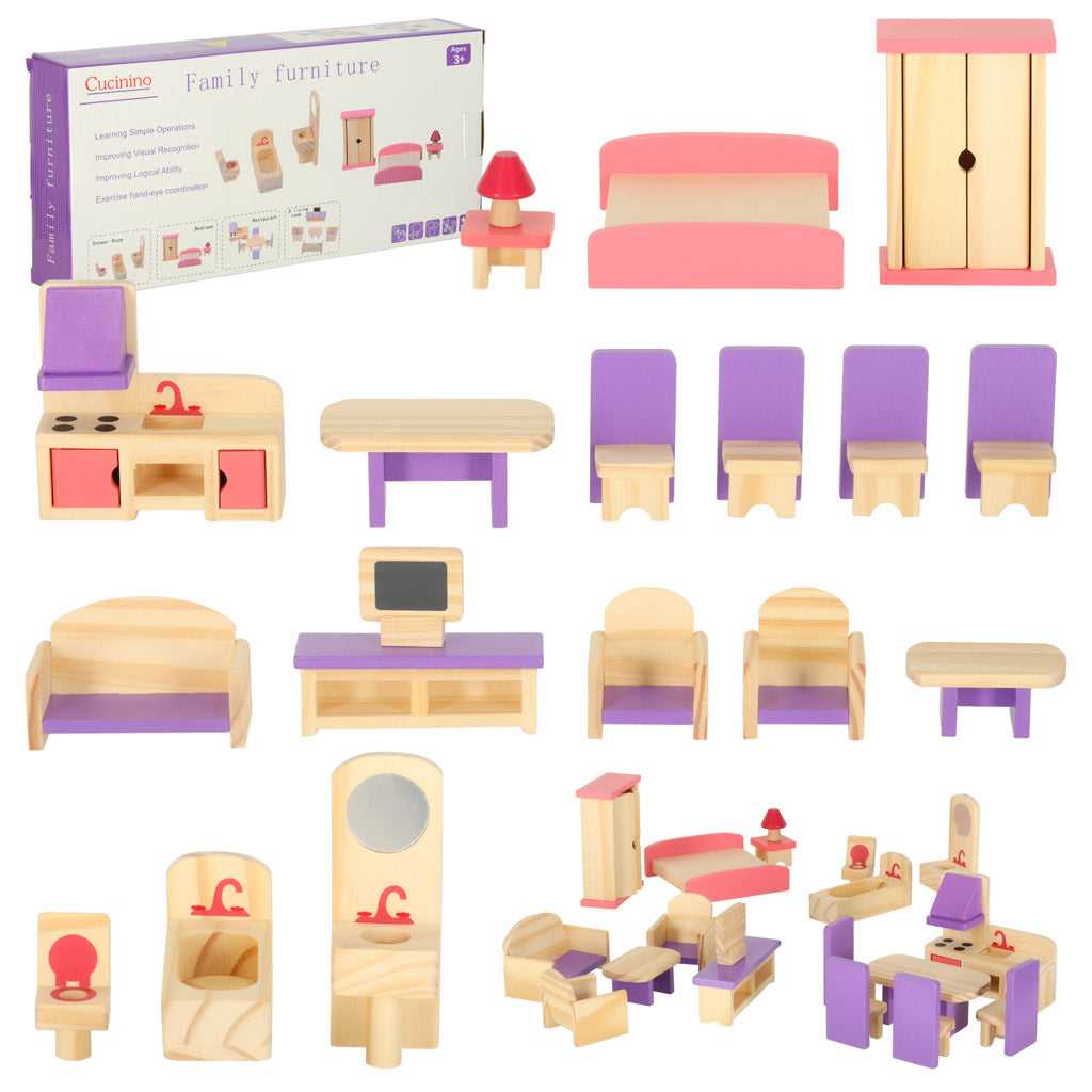 Poppenhuismeubilair Houten Paars