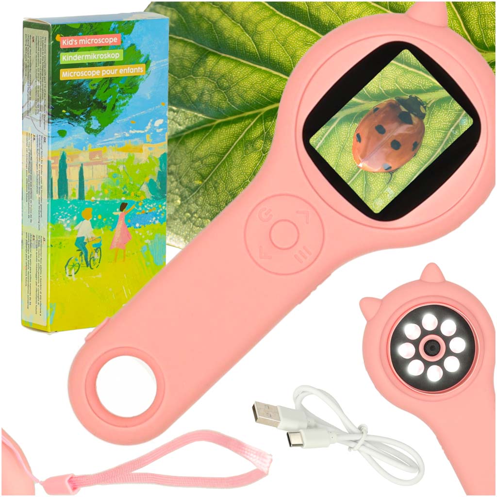 Optical Microscope Magnifier Digital 500x 2mpx Pink