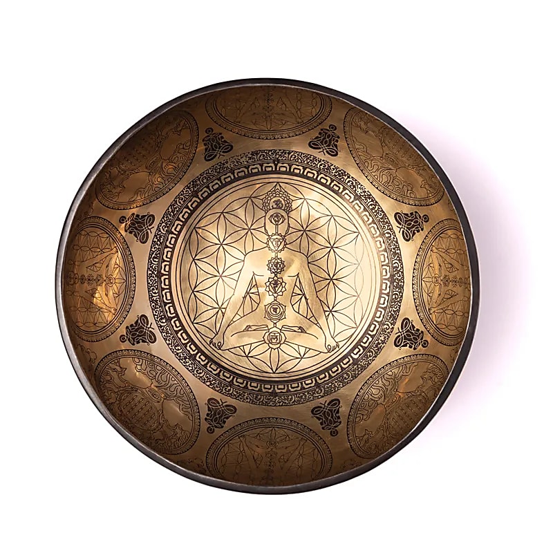 Tigela Cantante Gravada a Laser Chakra Flor da Vida - ±1400-1600 G; ±22-24cm