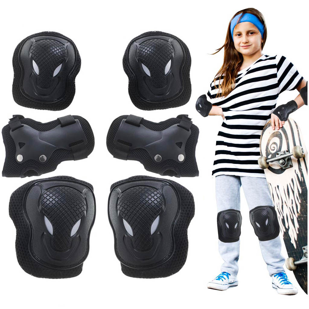 L-brno Knee Elbow Wrist Protectors Roller Bike Scooter Set Black