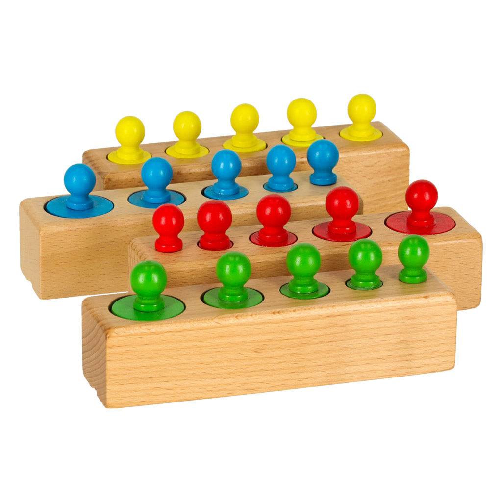 Závažia Drevené valce Montessori farebné