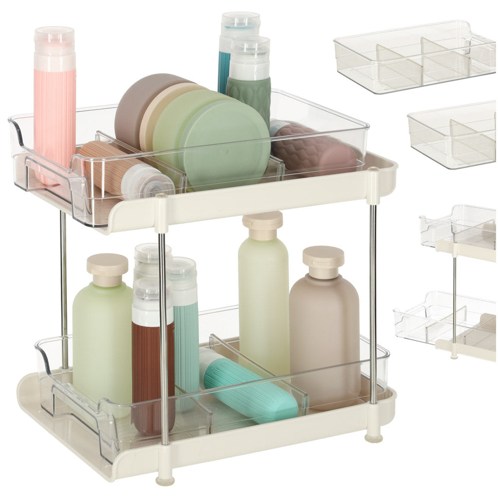 Organisateur de bureau pour cuisine salle de bain acrylique à deux niveaux
