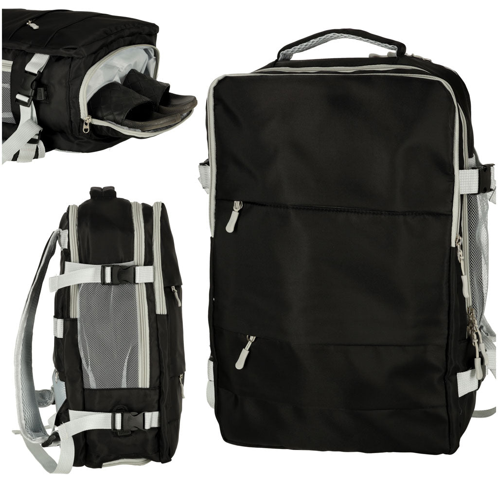 Airplane Travel Backpack Waterproof Usb Cable 45x16x28cm Black
