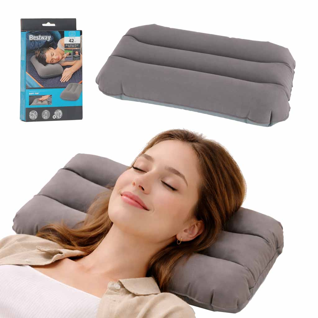 Bestway 67121 Travel Inflatable Pillow Velour Grey