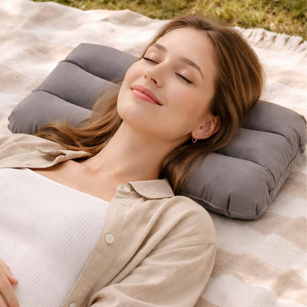 Bestway 67121 Travel Inflatable Pillow Velour Grey