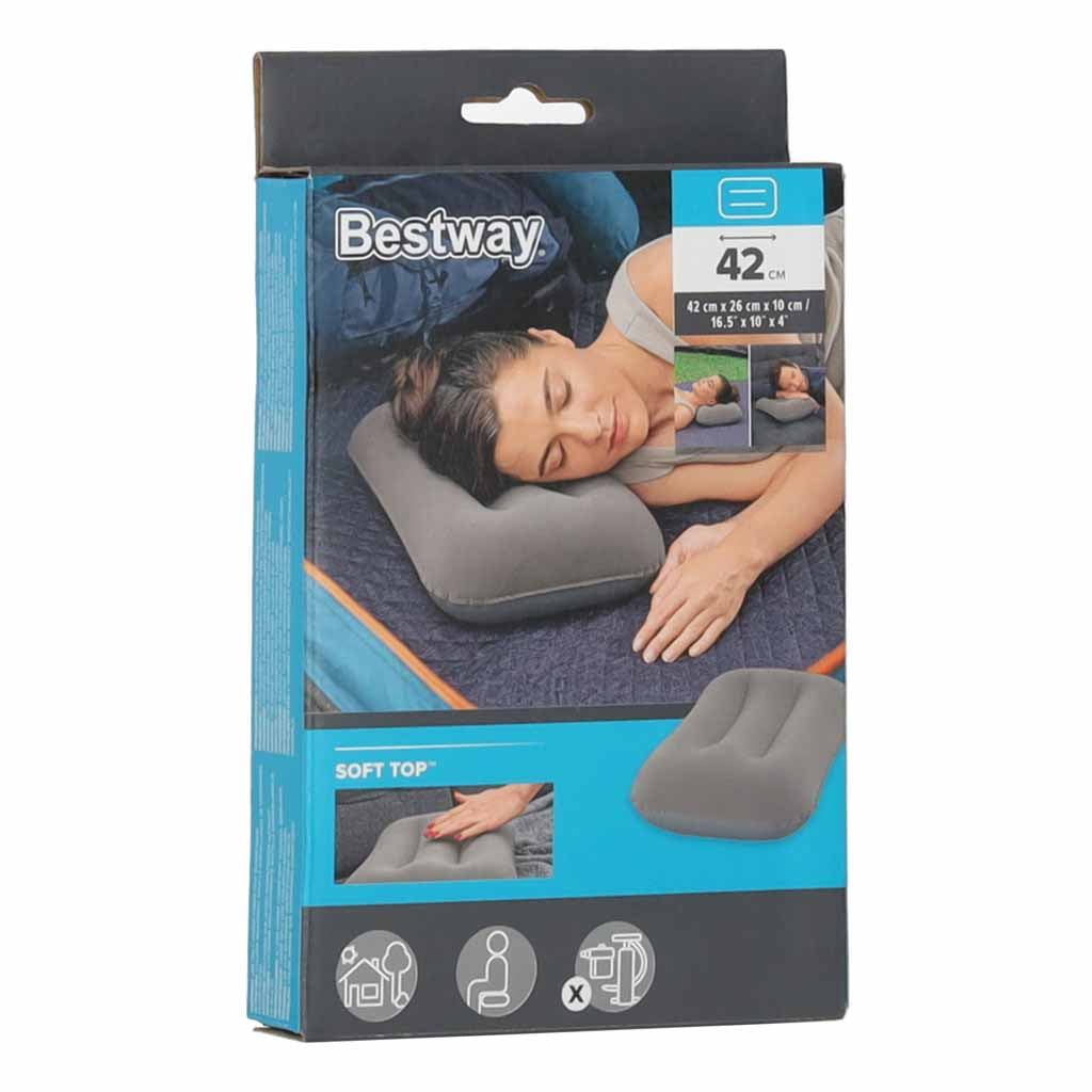 Bestway 67121 Travel Inflatable Pillow Velour Grey