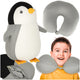 Travel Pillow 2-in-1 Neck Croissant For Car Airplane Penguin Mascot