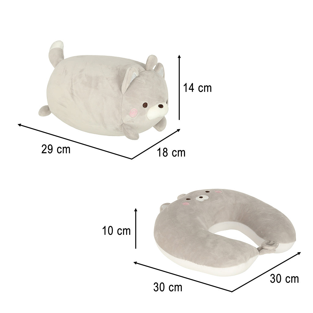 Travel Pillow 2-in-1 Neck Croissant For Airplane Car Mascot Cat
