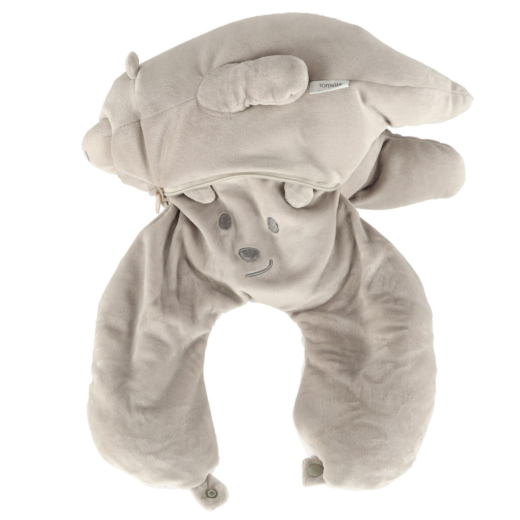 Travel Pillow 2-in-1 Neck Croissant For Airplane Car Mascot Teddy Bear