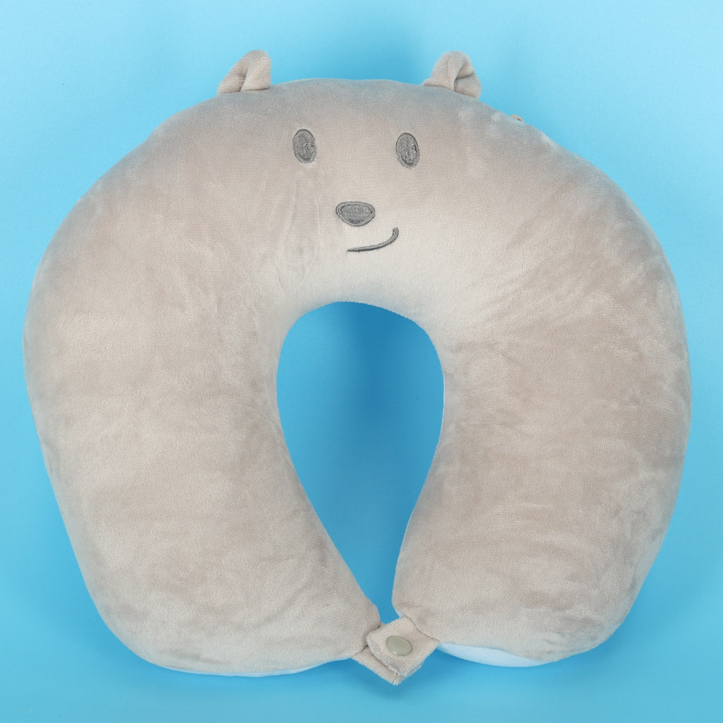 Travel Pillow 2-in-1 Neck Croissant For Airplane Car Mascot Teddy Bear