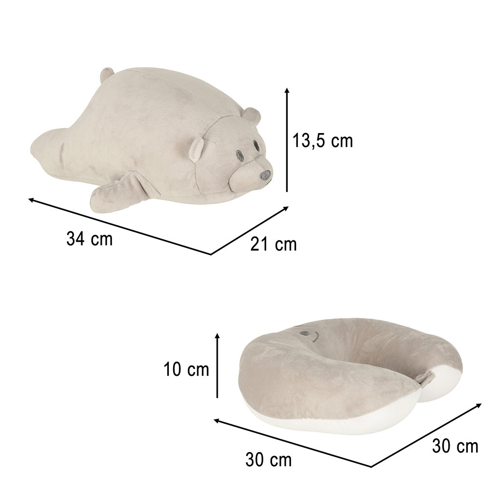 Travel Pillow 2-in-1 Neck Croissant For Airplane Car Mascot Teddy Bear