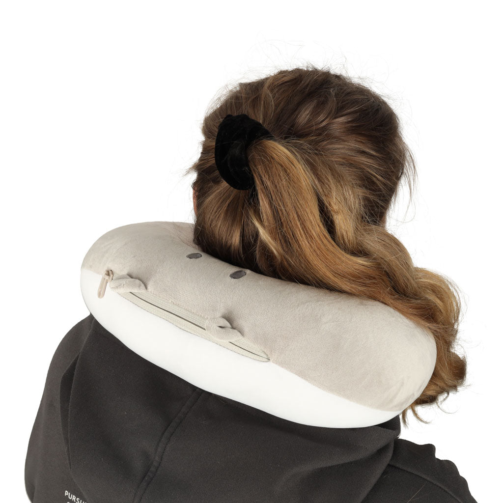 Travel Pillow 2-in-1 Neck Croissant For Airplane Car Mascot Teddy Bear