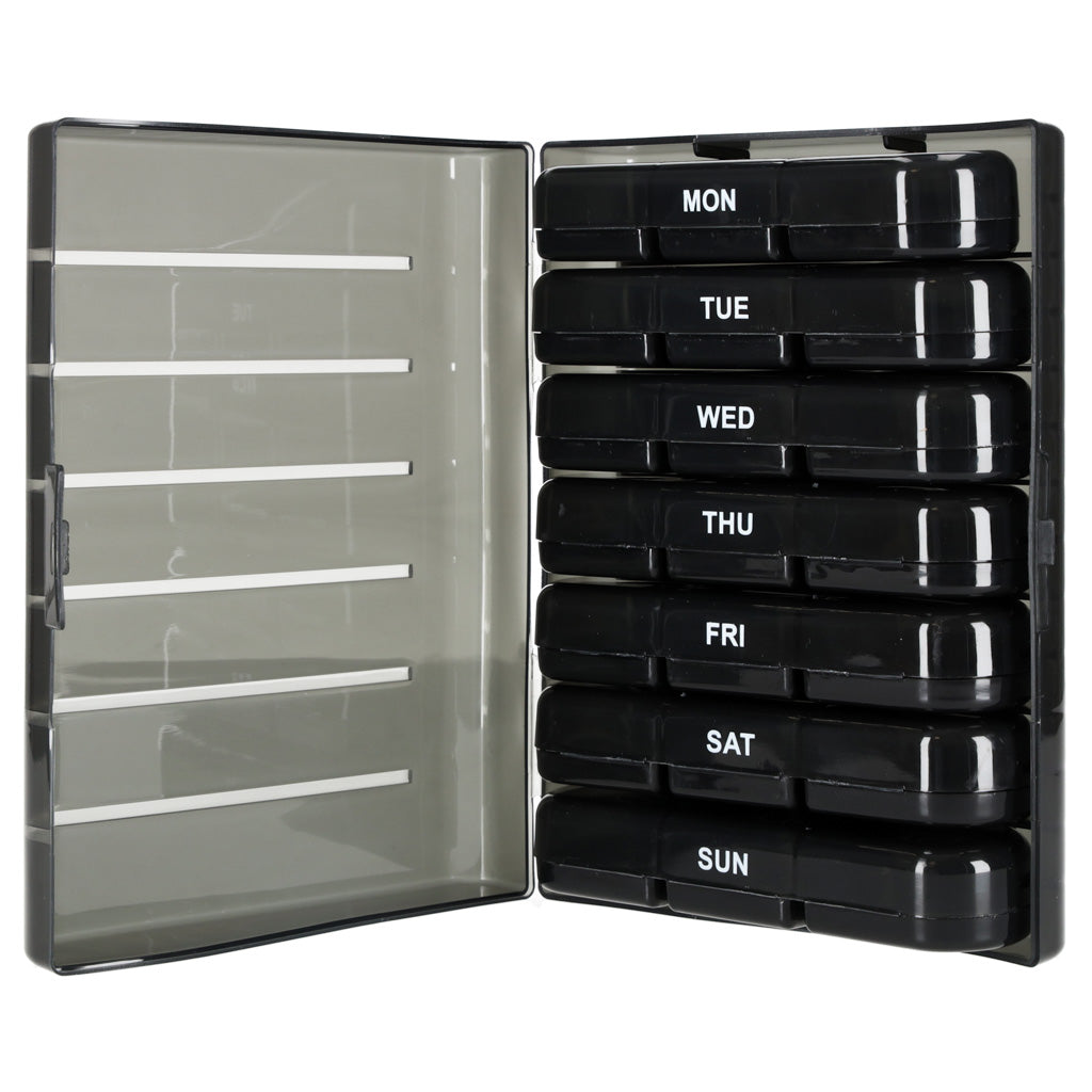 Drug Pill Organizer Container Black