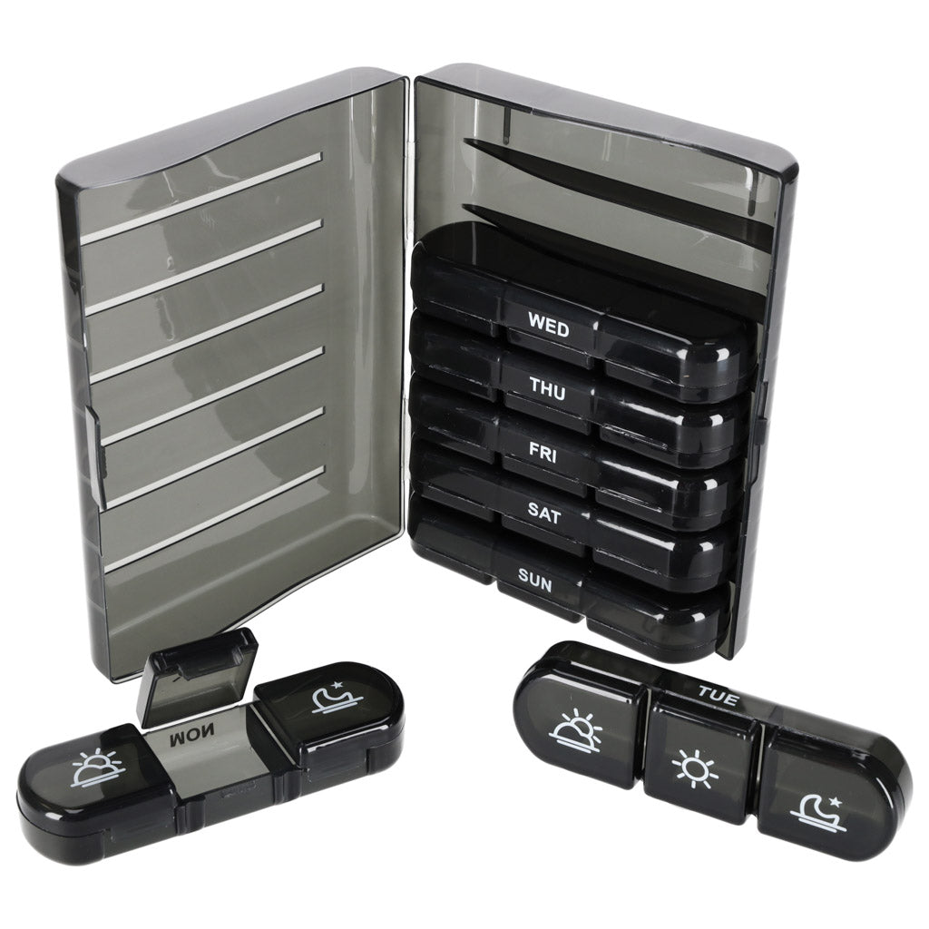 Drug Pill Organizer Container Black
