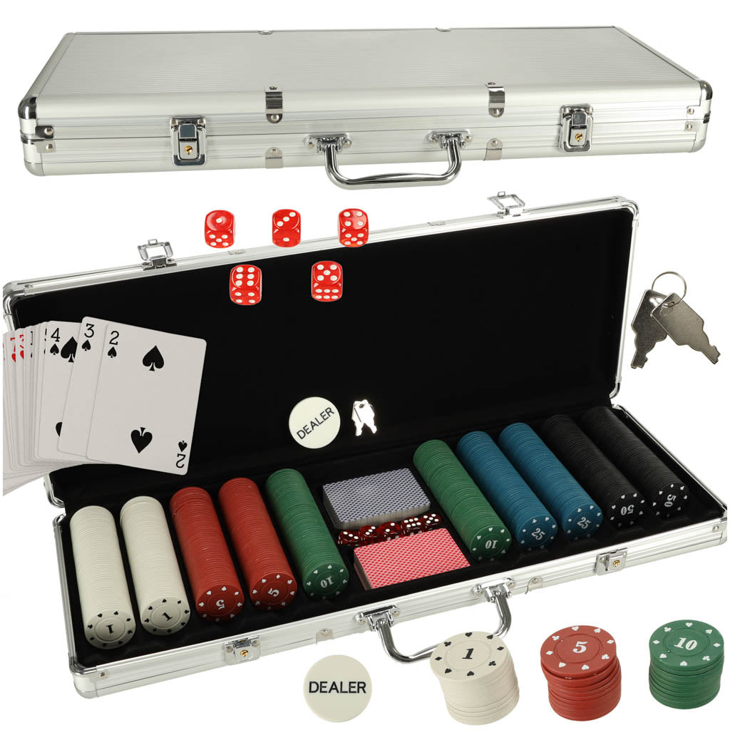 Poker Game Set In A Case 500 Chips 2 Decks Of Cards