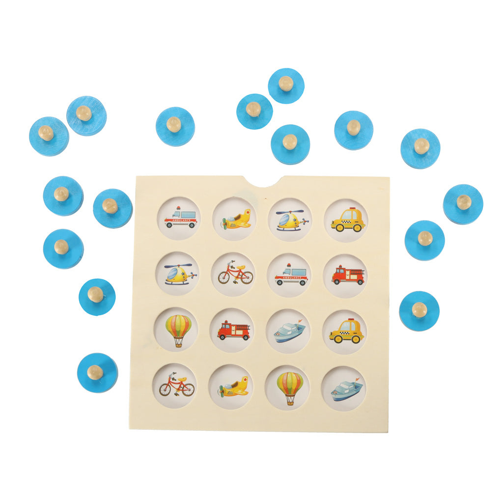 Wooden Puzzle Memory Board Game + 4 Cards