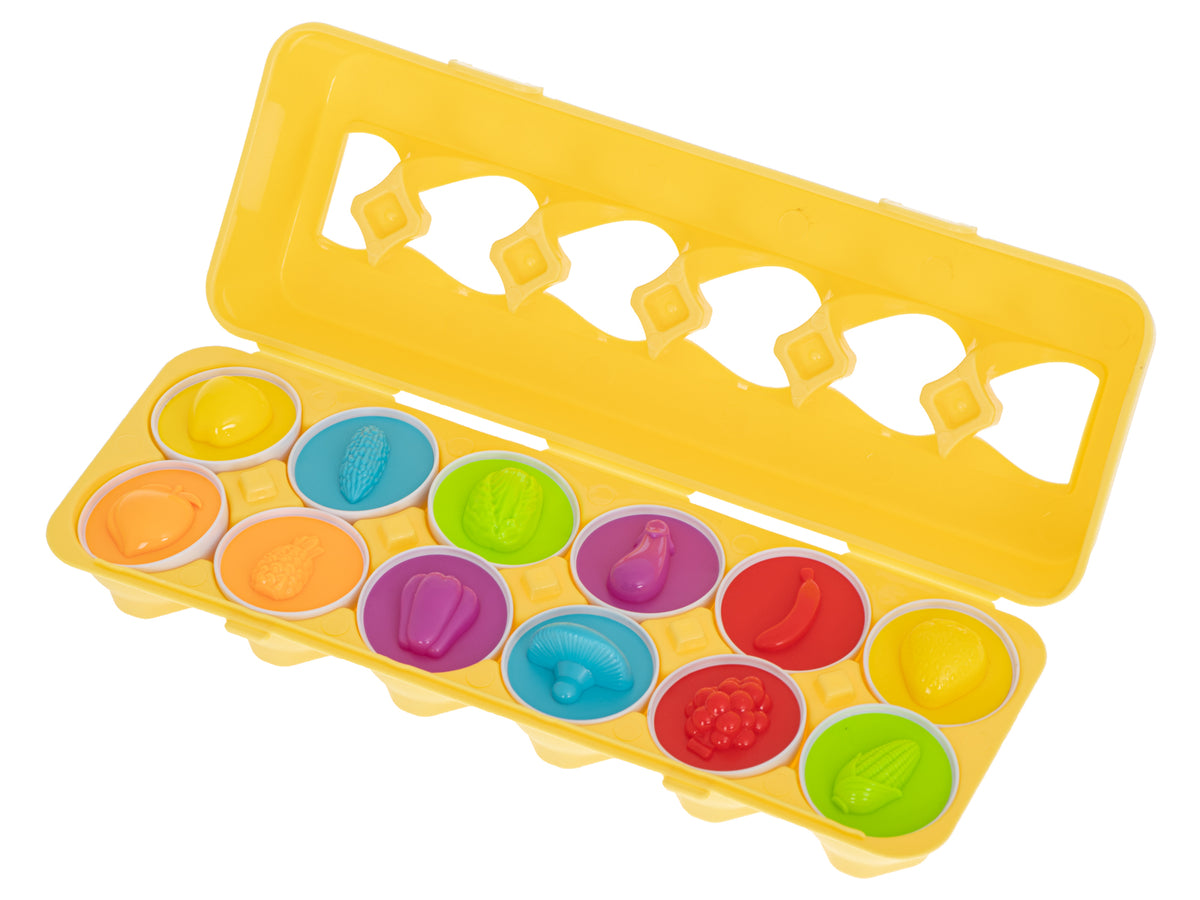 Puzzle Educativ Sortator Forme de Chibrit Fructe Ouă 12buc