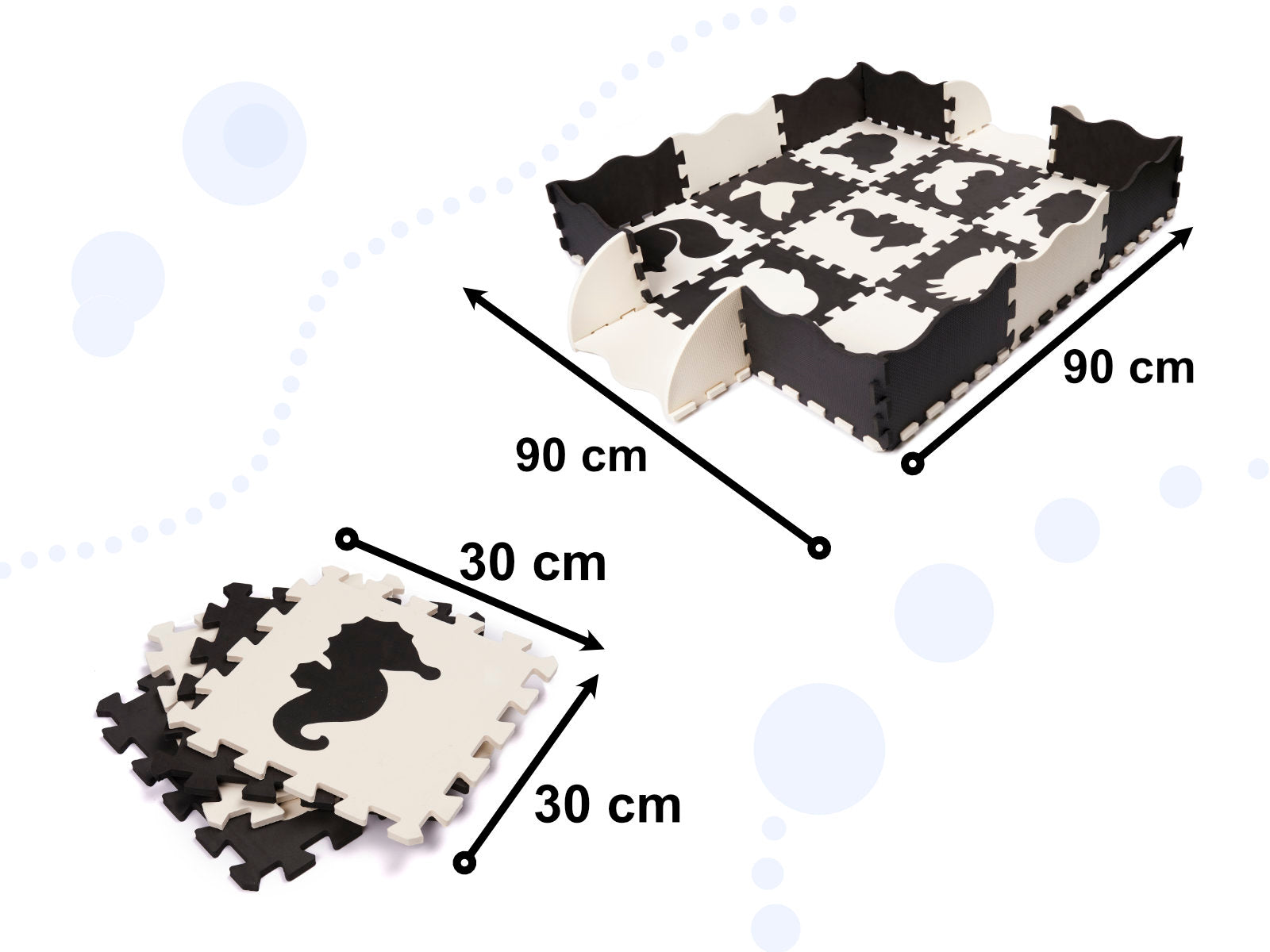 Foam Puzzle Mat / Playpen For Children 25el. Black And White