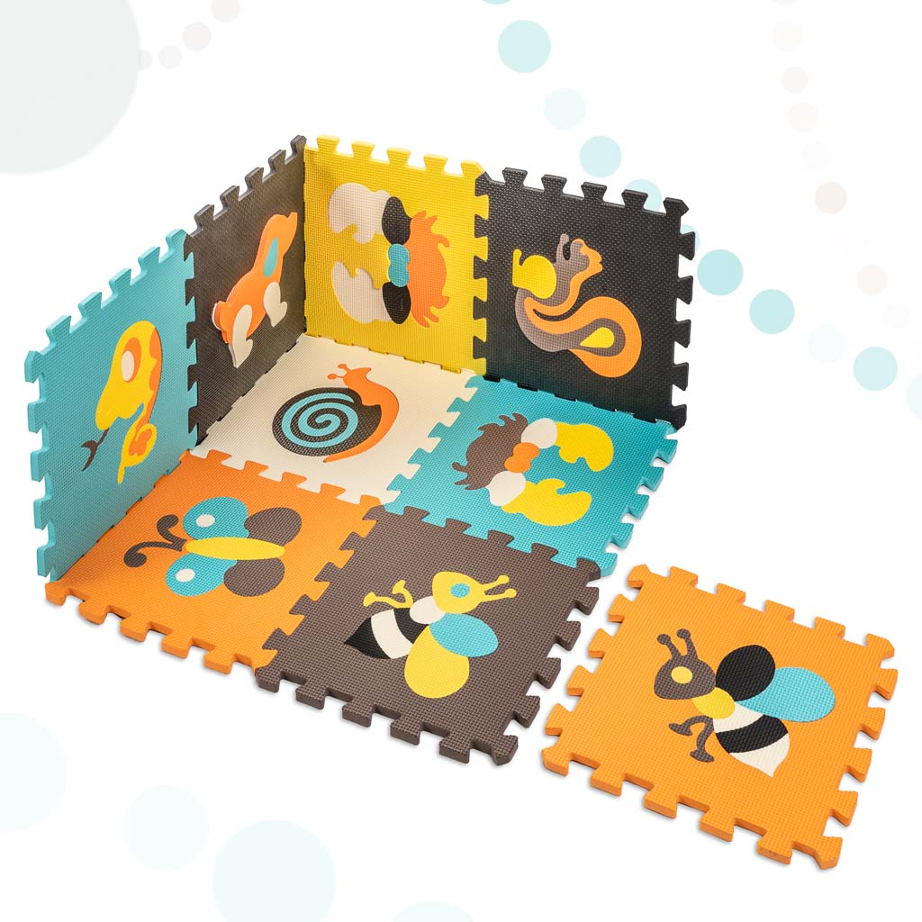 Foam Puzzle Mat For Children 9 El. Colorful Animals 85cm X 85cm X 1cm