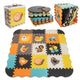 Schaumstoff-Puzzlematte / Laufstall für Kinder 25el. Bunte Tiere 114 cm x 114 cm x 1 cm