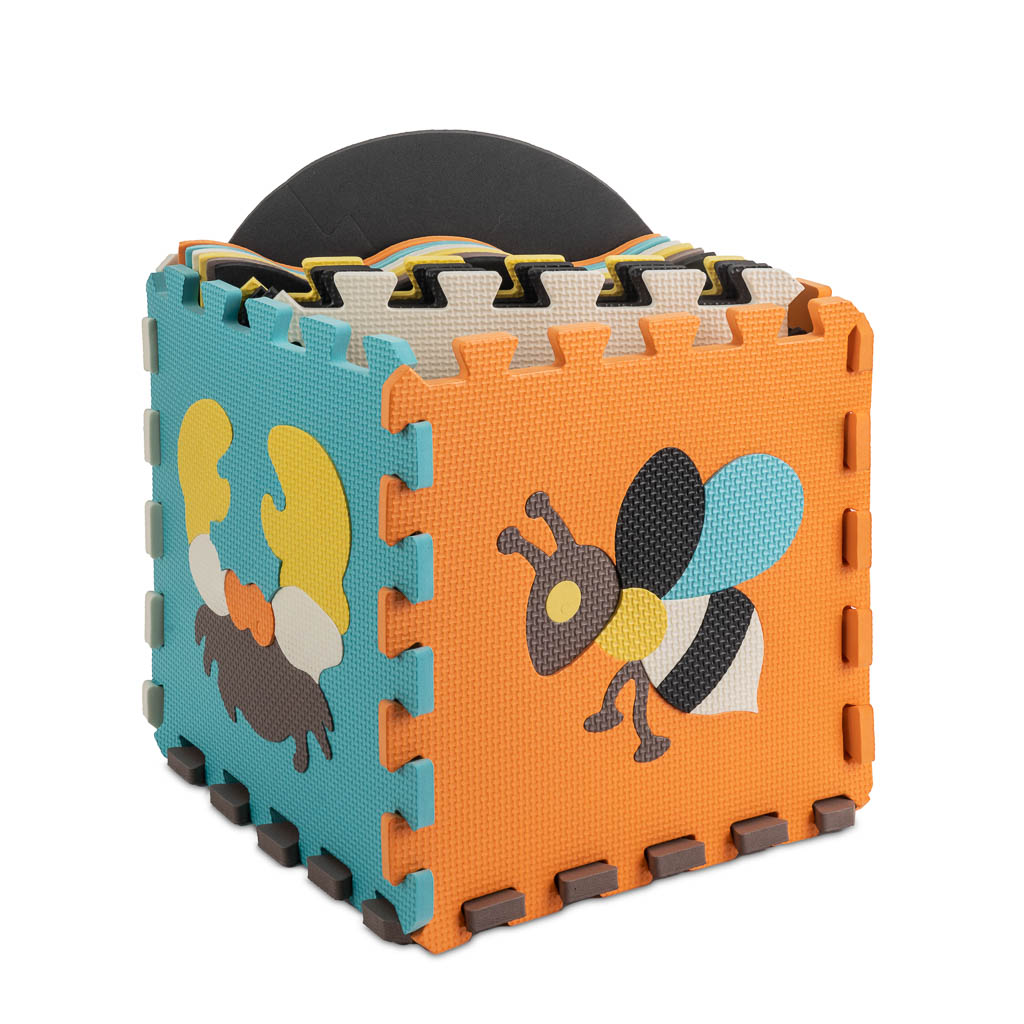 Schaumstoff-Puzzlematte / Laufstall für Kinder 25el. Bunte Tiere 114 cm x 114 cm x 1 cm