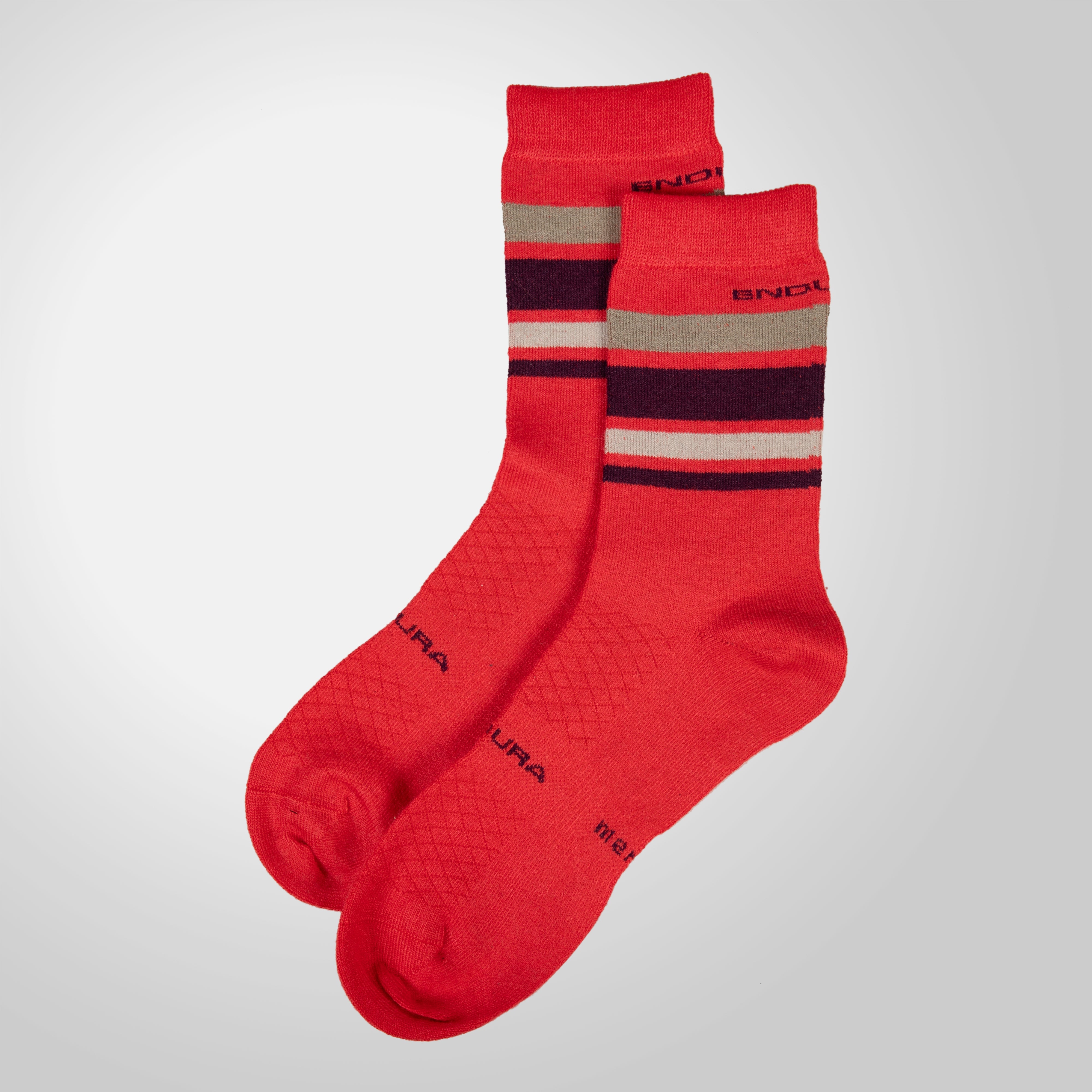 Endura Baabaa Merino Stripe Sock Pomegranate