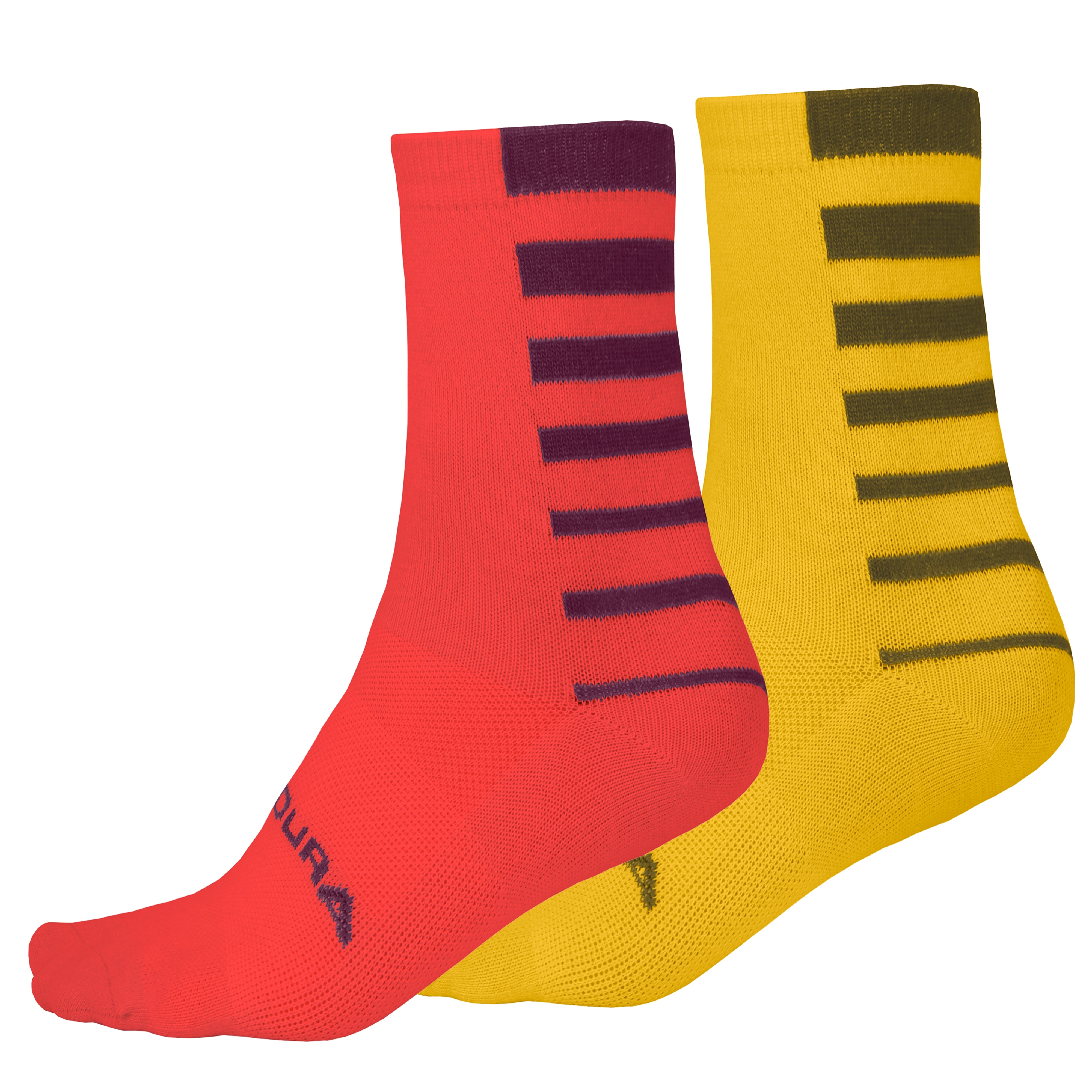 Endura Coolmax® Stripe Socks (twin Pack) Pomegranate