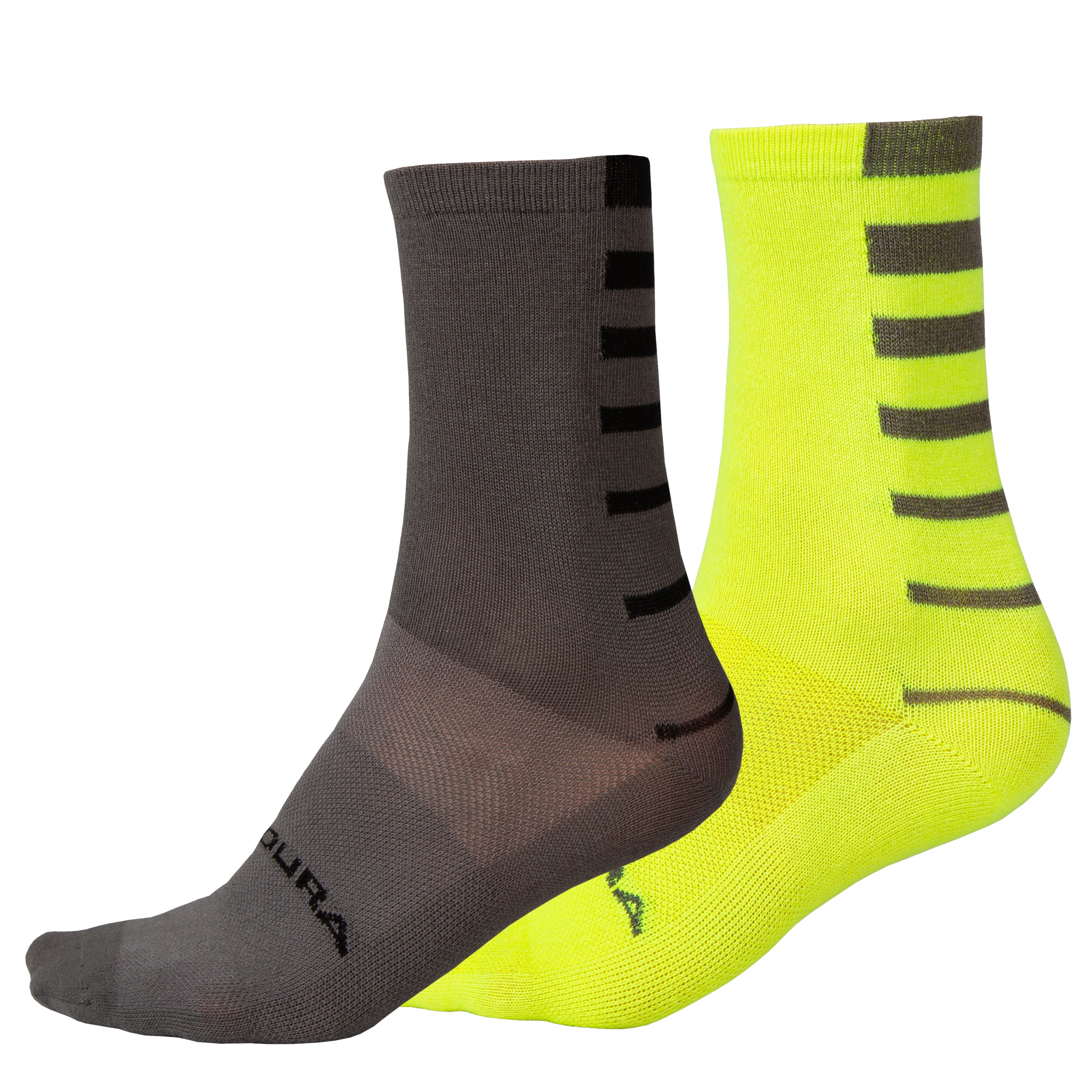 Endura Coolmax® Stripe Socks (twin Pack) Bright Yellow