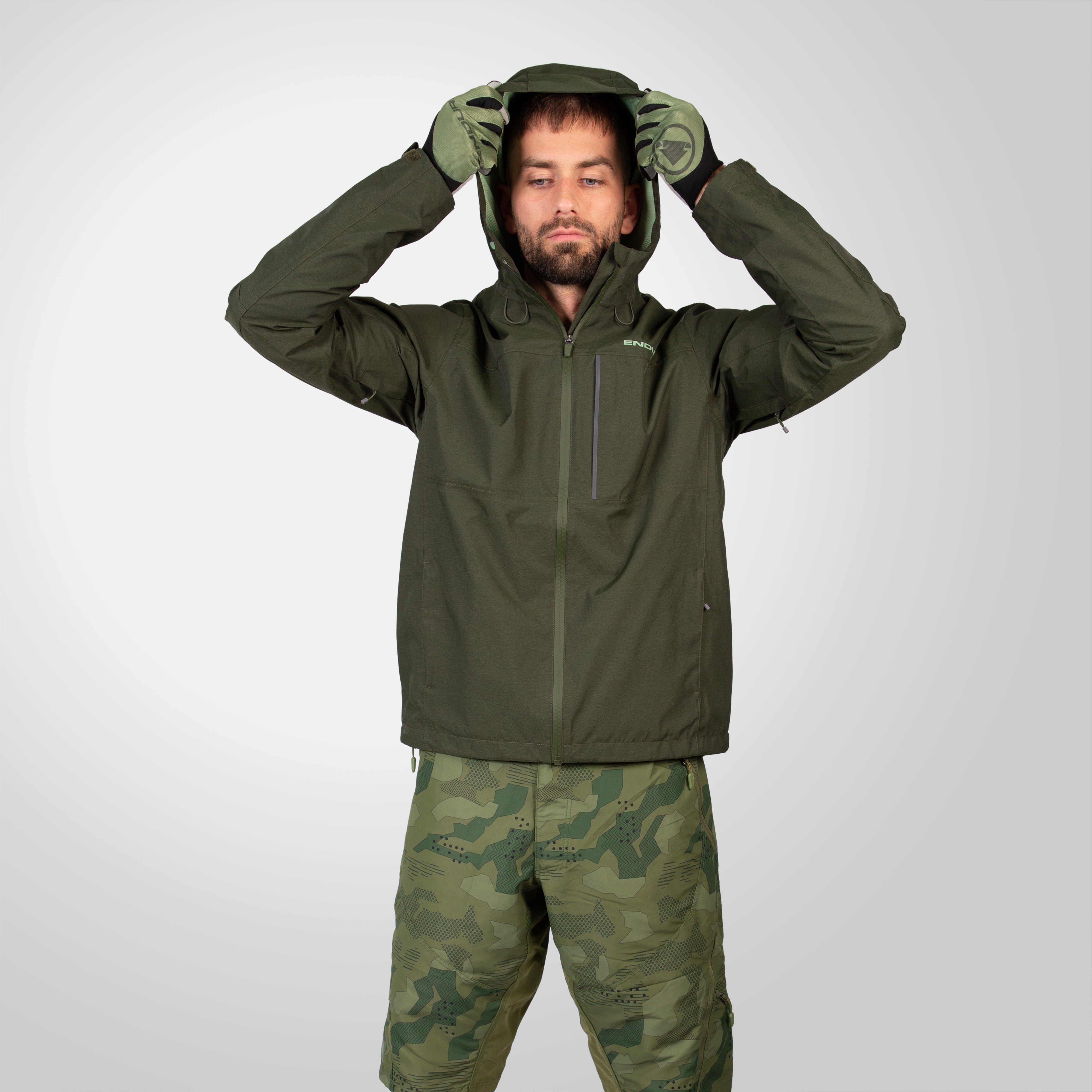 Endura Hummvee Wproof Hooded Jkt Bo Bottle Green 2XL