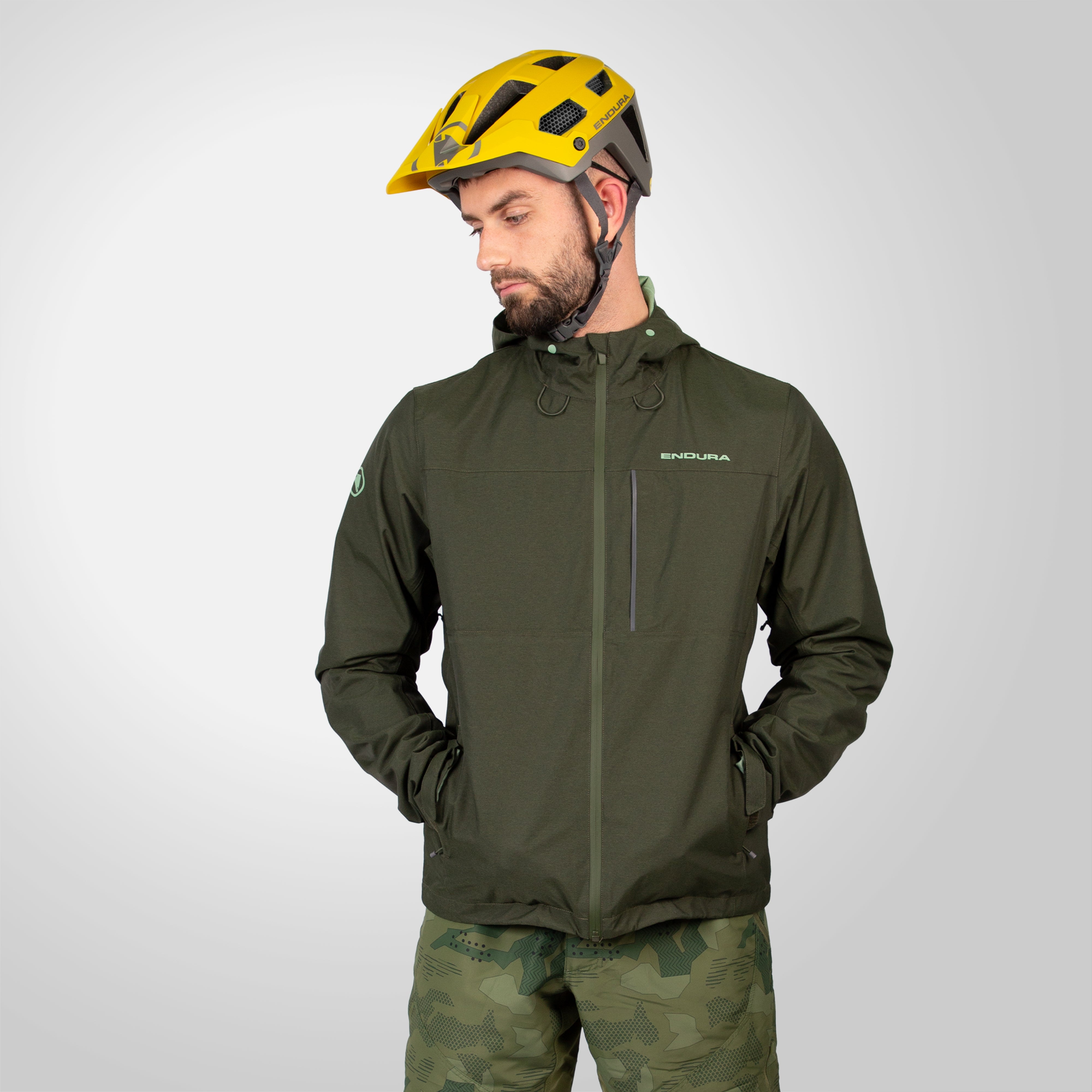 Endura Hummvee Wproof Hooded Jkt Bo Bottle Green 2XL