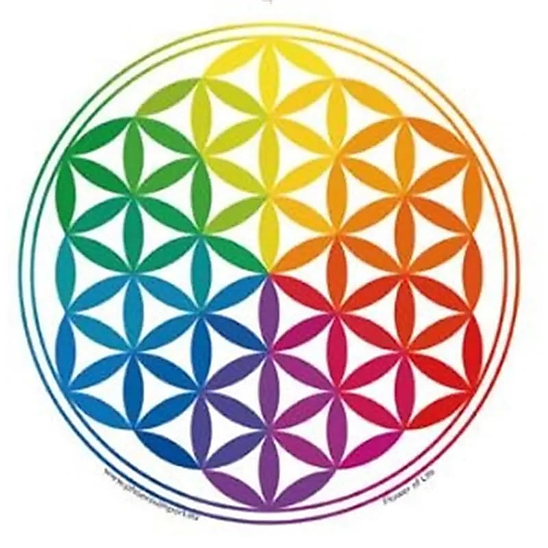 Samolepka na okno Flower Of Life Rainbow --balení 3 ks - 11,7 cm