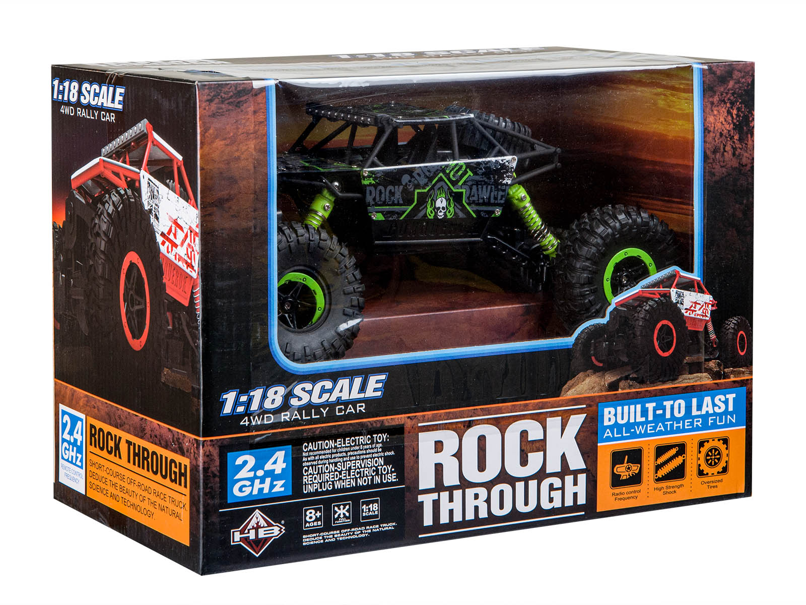 Rc Car Rock Crawler Hb 2.4ghz 1:18 Green