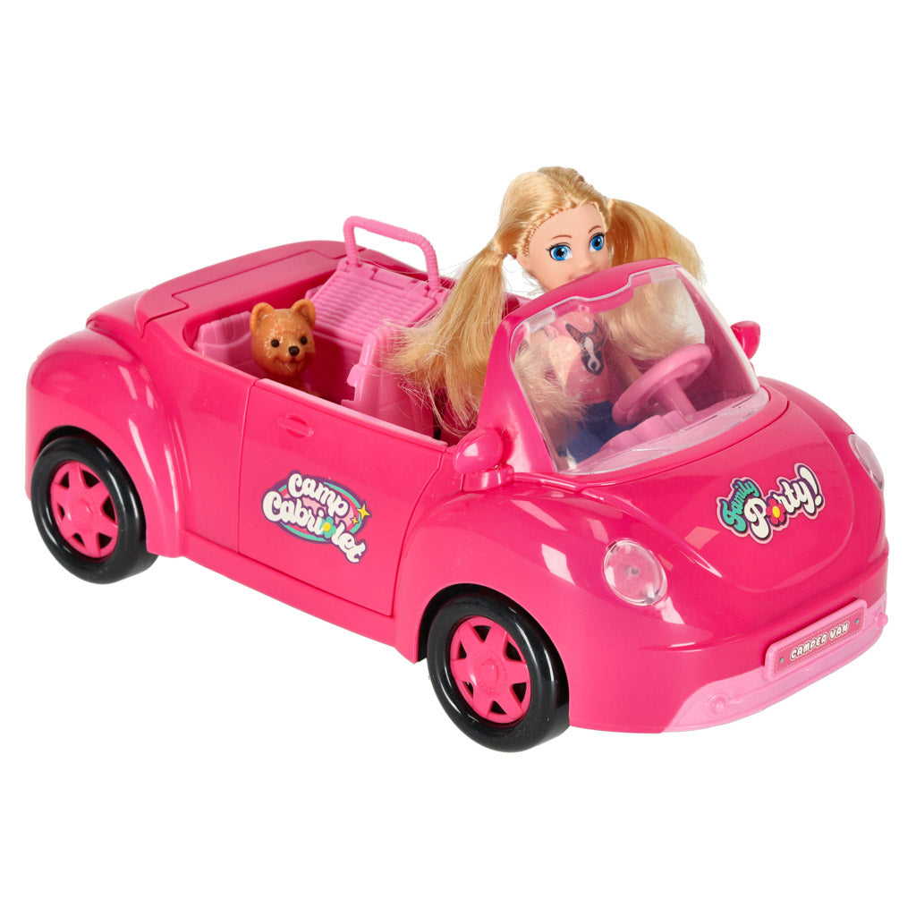 Car For Dolls Convertible Pink 4 El.