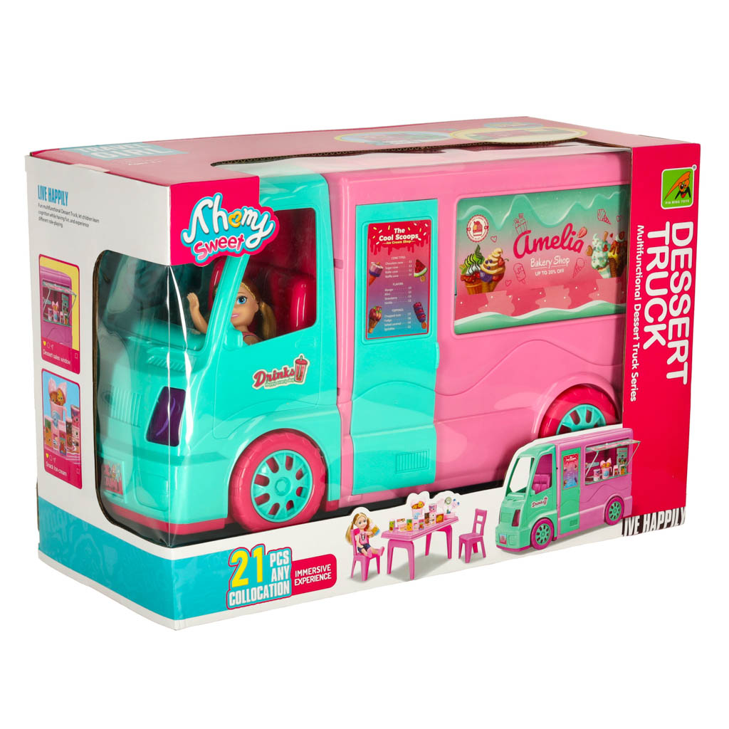 Doll Food Truck Set 21 El.