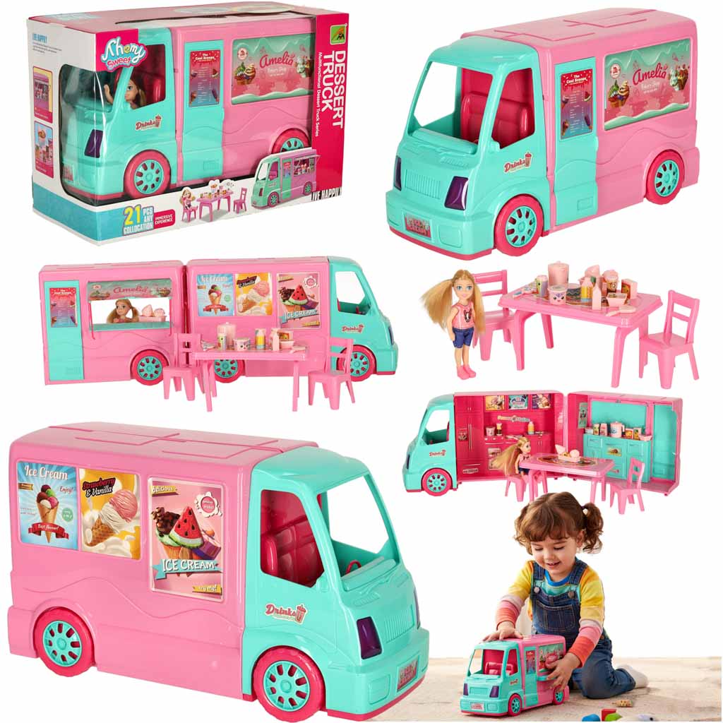 Doll Food Truck Set 21 El.