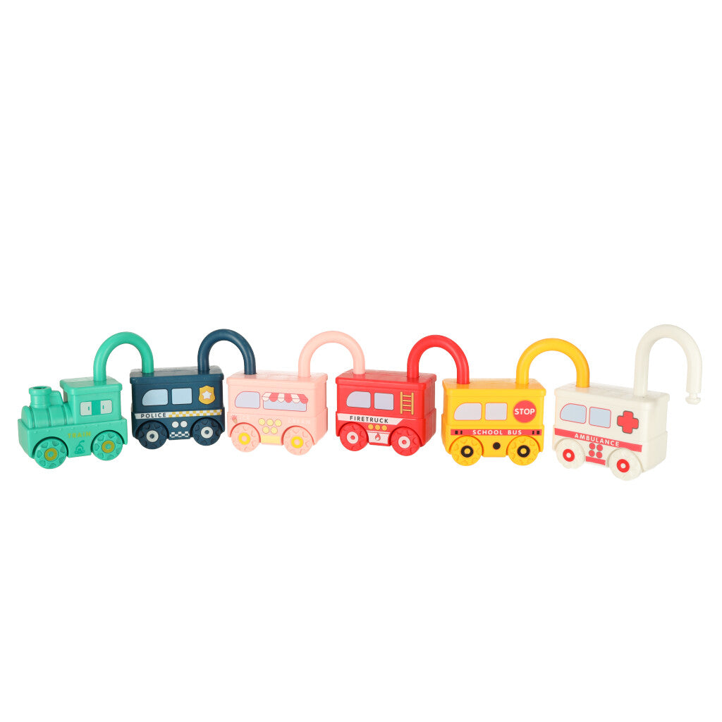 Educational Game Puzzle Car Blocks Padlocks Sensory Toy Montessori