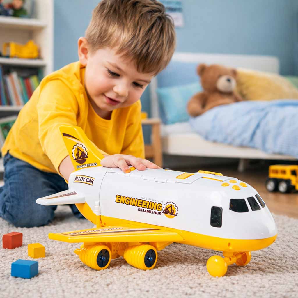 Transporter Plane + 3 Cars Construction Vehicles